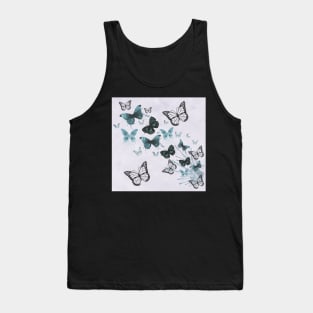 Butterfly Art Design, Teal & Black, face masks, Phone Cases, Apparel & Gifts Inspirational Tank Top